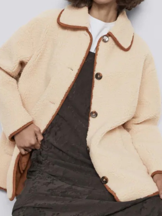 Zara Jackets & Blazers - ZARA Cream Faux Shearling
Button Teddy with Brown Suade Lining